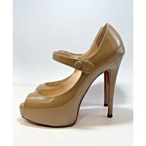 Christian Louboutin Patent Alta Iowa 120 Pumps Beige/Nude Sz Eu 36.5 6.5